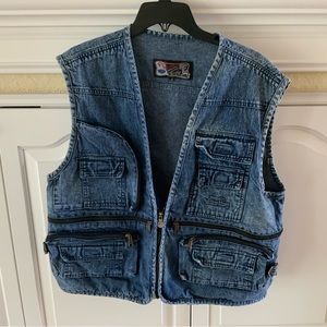 RARE Pol New Mang denim jean tactical vest size XL